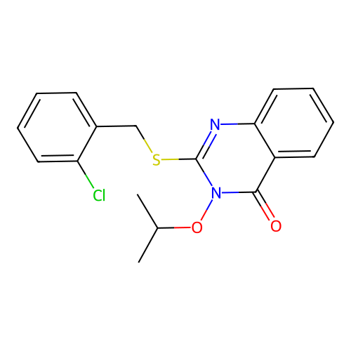 2-[(2-chlorobenzyl)sulfanyl]-3-(propan-2-yloxy)quinazolin-4(3H)-one structure