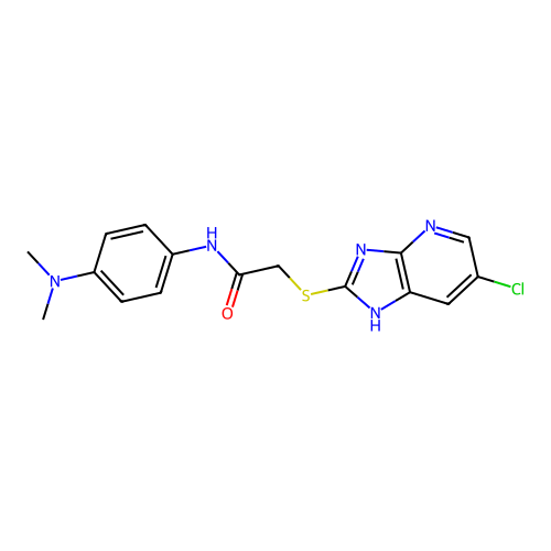 2-((6-chloro-3H-imidazo[4,5-b]pyridin-2-yl)thio)-N-(4-(dimethylamino)phenyl)acetamide structure
