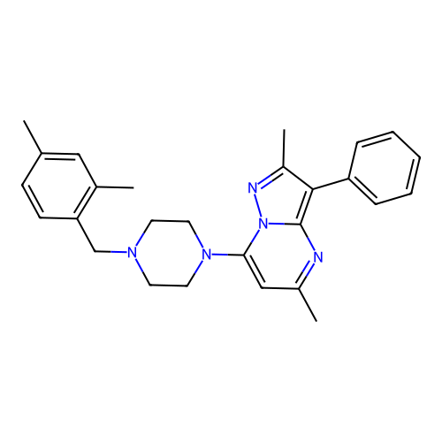 7-[4-(2,4-dimethylbenzyl)piperazin-1-yl]-2,5-dimethyl-3-phenylpyrazolo[1,5-a]pyrimidine structure