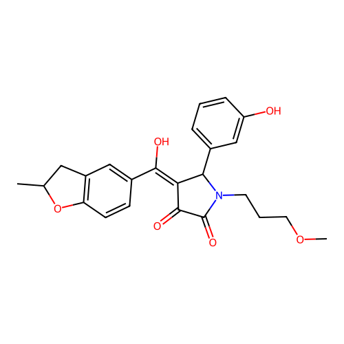 3-hydroxy-5-(3-hydroxyphenyl)-1-(3-methoxypropyl)-4-(2-methyl-2,3-dihydro-1-benzofuran-5-carbonyl)-2,5-dihydro-1H-pyrrol-2-one structure