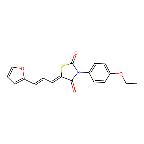 (Z)-3-(4-ethoxyphenyl)-5-((E)-3-(furan-2-yl)allylidene)thiazolidine-2,4-dione structure