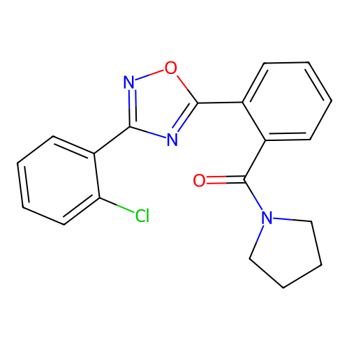 [2-[3-(2-Chlorophenyl)-1,2,4-oxadiazol-5-yl]phenyl]-pyrrolidin-1-ylmethanone structure