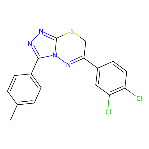 6-(3,4-dichlorophenyl)-3-(4-methylphenyl)-7H-[1,2,4]triazolo[3,4-b][1,3,4]thiadiazine structure