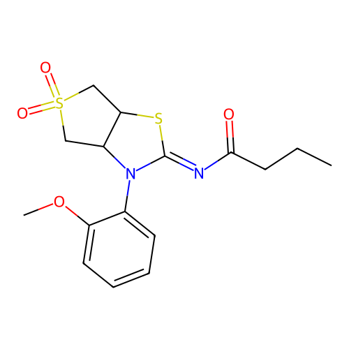 N-[(2Z)-3-(2-methoxyphenyl)-5,5-dioxidotetrahydrothieno[3,4-d][1,3]thiazol-2(3H)-ylidene]butanamide structure