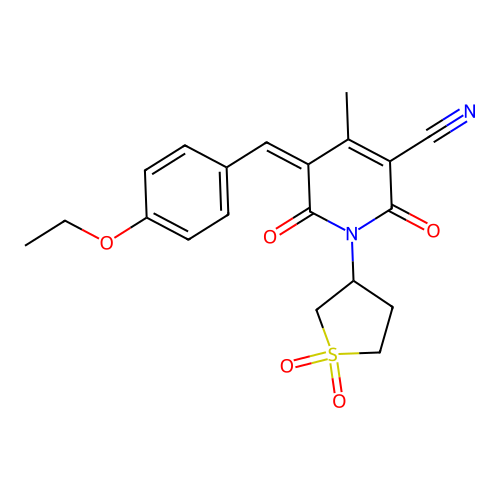 (5Z)-1-(1,1-dioxothiolan-3-yl)-5-[(4-ethoxyphenyl)methylidene]-4-methyl-2,6-dioxopyridine-3-carbonitrile structure