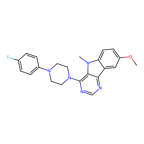 4-(4-(4-fluorophenyl)piperazin-1-yl)-8-methoxy-5-methyl-5H-pyrimido[5,4-b]indole structure