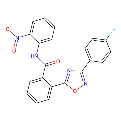 2-[3-(4-fluorophenyl)-1,2,4-oxadiazol-5-yl]-N-(2-nitrophenyl)benzamide structure