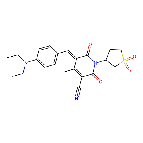5-[[4-(diethylamino)phenyl]methylidene]-1-(1,1-dioxothiolan-3-yl)-4-methyl-2,6-dioxopyridine-3-carbonitrile structure