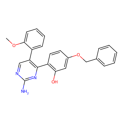 2-(2-Amino-5-(2-methoxyphenyl)pyrimidin-4-yl)-5-(benzyloxy)phenol structure