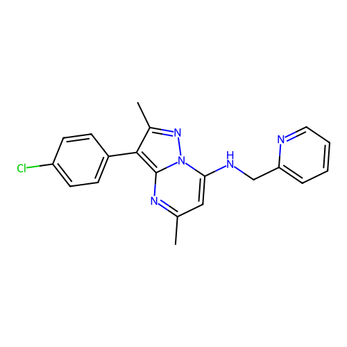 3-(4-chlorophenyl)-2,5-dimethyl-N-(pyridin-2-ylmethyl)pyrazolo[1,5-a]pyrimidin-7-amine structure