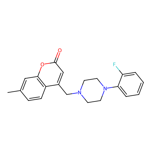 4-((4-(2-fluorophenyl)piperazin-1-yl)methyl)-7-methyl-2H-chromen-2-one structure