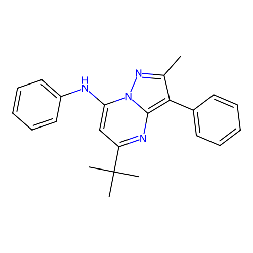 5-tert-butyl-2-methyl-N,3-diphenylpyrazolo[1,5-a]pyrimidin-7-amine structure