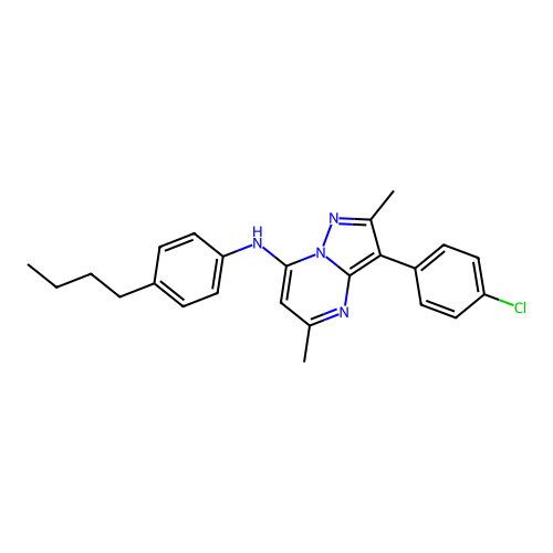 N-(4-butylphenyl)-3-(4-chlorophenyl)-2,5-dimethylpyrazolo[1,5-a]pyrimidin-7-amine structure