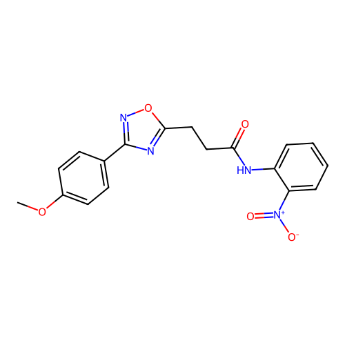 3-[3-(4-methoxyphenyl)-1,2,4-oxadiazol-5-yl]-N-(2-nitrophenyl)propanamide structure
