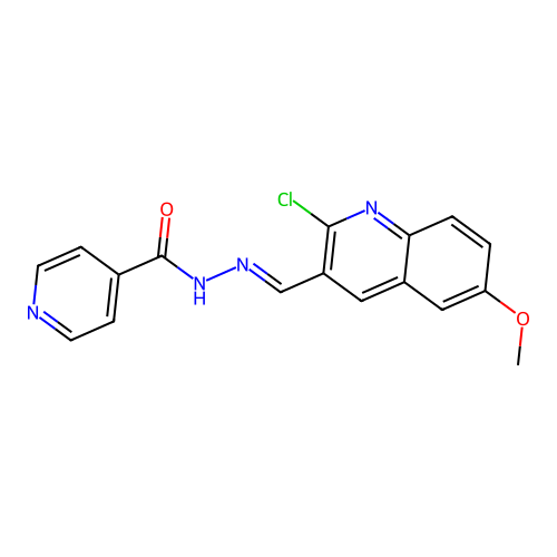 N'-[(E)-(2-chloro-6-methoxyquinolin-3-yl)methylidene]pyridine-4-carbohydrazide structure