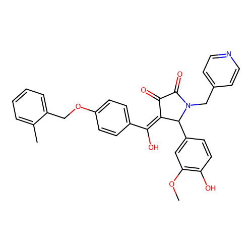 (4E)-5-(4-hydroxy-3-methoxyphenyl)-4-[hydroxy-[4-[(2-methylphenyl)methoxy]phenyl]methylidene]-1-(pyridin-4-ylmethyl)pyrrolidine-2,3-dione structure