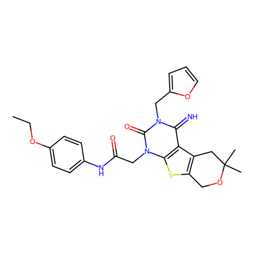 N-(4-ethoxyphenyl)-2-(3-(furan-2-ylmethyl)-4-imino-6,6-dimethyl-2-oxo-2,3,4,5,6,8-hexahydro-1H-pyrano[4',3':4,5]thieno[2,3-d]pyrimidin-1-yl)acetamide structure
