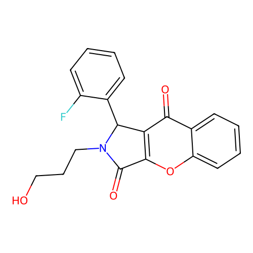 1-(2-fluorophenyl)-2-(3-hydroxypropyl)-1,2-dihydrochromeno[2,3-c]pyrrole-3,9-dione structure