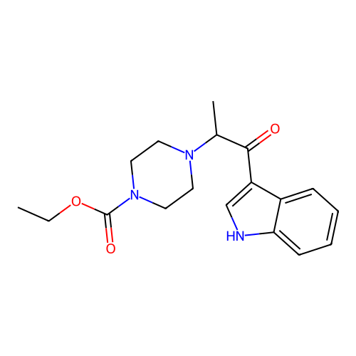 ethyl 4-[1-(1H-indol-3-yl)-1-oxopropan-2-yl]piperazine-1-carboxylate structure