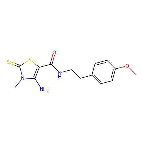 4-amino-N-[2-(4-methoxyphenyl)ethyl]-3-methyl-2-sulfanylidene-1,3-thiazole-5-carboxamide structure