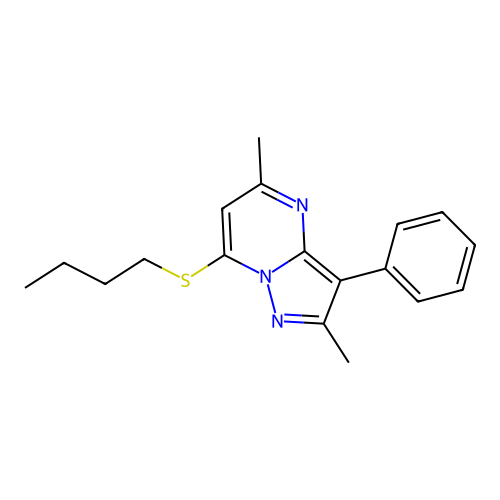 7-(Butylsulfanyl)-2,5-dimethyl-3-phenylpyrazolo[1,5-a]pyrimidine structure