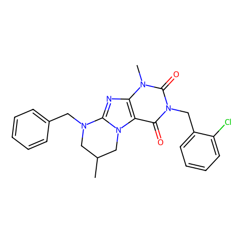 9-benzyl-3-(2-chlorobenzyl)-1,7-dimethyl-6,7,8,9-tetrahydropyrimido[2,1-f]purine-2,4(1H,3H)-dione structure