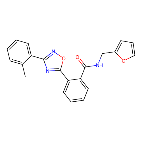 N-(furan-2-ylmethyl)-2-[3-(2-methylphenyl)-1,2,4-oxadiazol-5-yl]benzamide structure