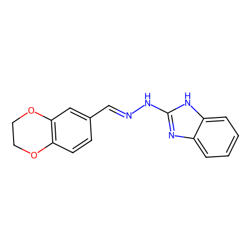 2-{(2E)-2-[(2,3-Dihydro-1,4-benzodioxin-6-yl)methylidene]hydrazinyl}-1H-benzimidazole structure