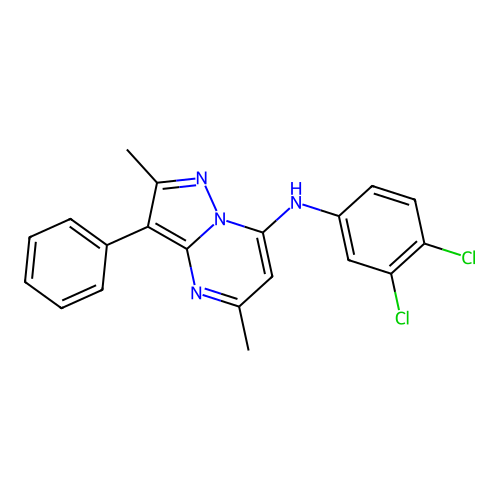 N-(3,4-dichlorophenyl)-2,5-dimethyl-3-phenylpyrazolo[1,5-a]pyrimidin-7-amine structure