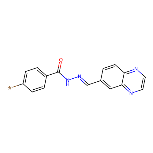 4-bromo-N'-[(E)-quinoxalin-6-ylmethylidene]benzohydrazide structure