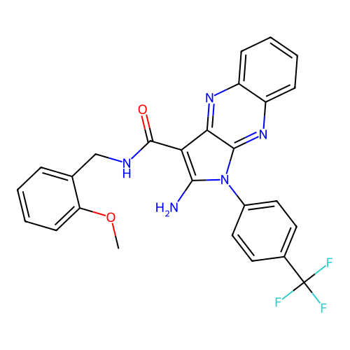 2-amino-N-(2-methoxybenzyl)-1-(4-(trifluoromethyl)phenyl)-1H-pyrrolo[2,3-b]quinoxaline-3-carboxamide structure