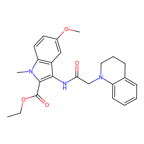 ethyl 3-(2-(3,4-dihydroquinolin-1(2H)-yl)acetamido)-5-methoxy-1-methyl-1H-indole-2-carboxylate structure