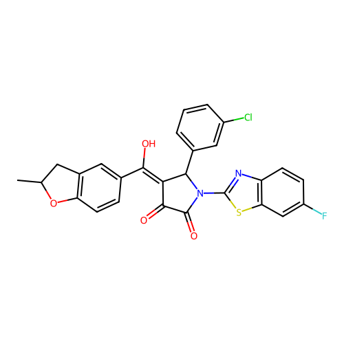 (4E)-5-(3-chlorophenyl)-1-(6-fluoro-1,3-benzothiazol-2-yl)-4-[hydroxy(2-methyl-2,3-dihydro-1-benzofuran-5-yl)methylidene]pyrrolidine-2,3-dione structure