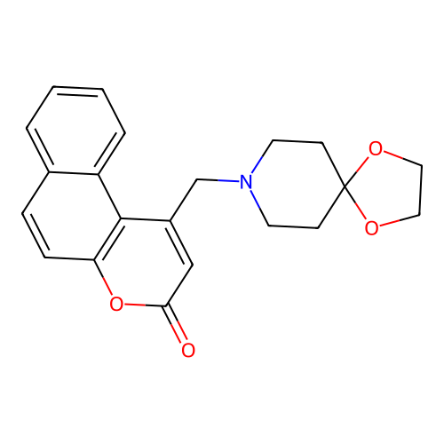 1-(1,4-dioxa-8-azaspiro[4.5]dec-8-ylmethyl)-3H-benzo[f]chromen-3-one structure