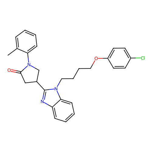 4-(1-(4-(4-chlorophenoxy)butyl)-1H-benzo[d]imidazol-2-yl)-1-(o-tolyl)pyrrolidin-2-one structure