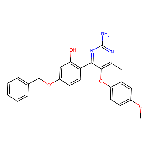 2-(2-Amino-5-(4-methoxyphenoxy)-6-methylpyrimidin-4-yl)-5-(benzyloxy)phenol structure