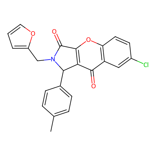 7-chloro-2-(furan-2-ylmethyl)-1-(4-methylphenyl)-1,2-dihydrochromeno[2,3-c]pyrrole-3,9-dione structure