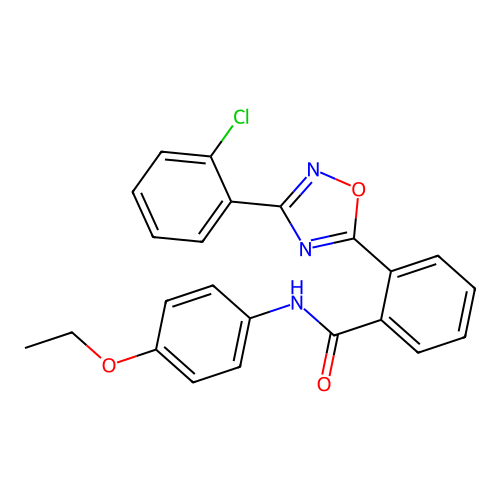 2-[3-(2-chlorophenyl)-1,2,4-oxadiazol-5-yl]-N-(4-ethoxyphenyl)benzamide structure