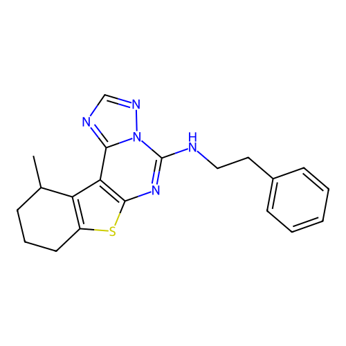 11-methyl-N-(2-phenylethyl)-8,9,10,11-tetrahydro[1]benzothieno[3,2-e][1,2,4]triazolo[1,5-c]pyrimidin-5-amine structure