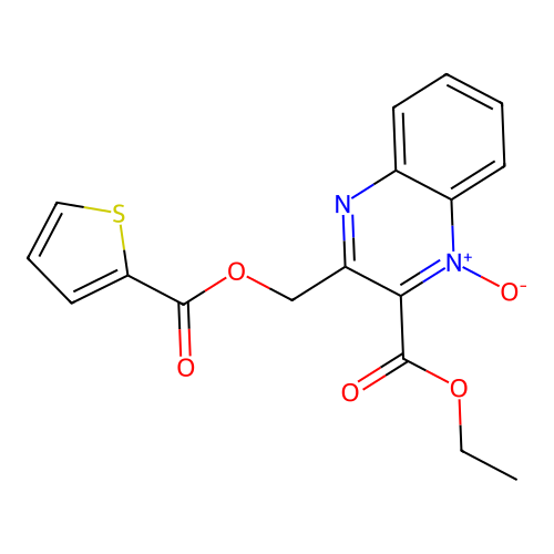 Ethyl 3-{[(thiophen-2-ylcarbonyl)oxy]methyl}quinoxaline-2-carboxylate 1-oxide structure