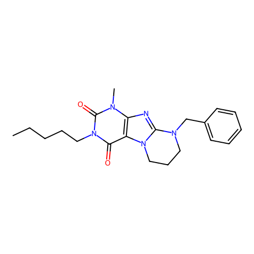 9-benzyl-1-methyl-3-pentyl-7,8-dihydro-6H-purino[7,8-a]pyrimidine-2,4-dione structure