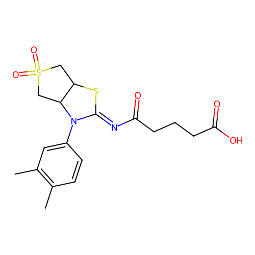 5-{[(2Z)-3-(3,4-dimethylphenyl)-5,5-dioxidotetrahydrothieno[3,4-d][1,3]thiazol-2(3H)-ylidene]amino}-5-oxopentanoic acid structure