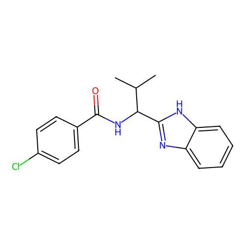 N-[1-(1H-benzimidazol-2-yl)-2-methylpropyl]-4-chlorobenzamide structure