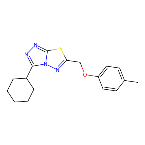 3-Cyclohexyl-6-[(4-methylphenoxy)methyl][1,2,4]triazolo[3,4-b][1,3,4]thiadiazole structure