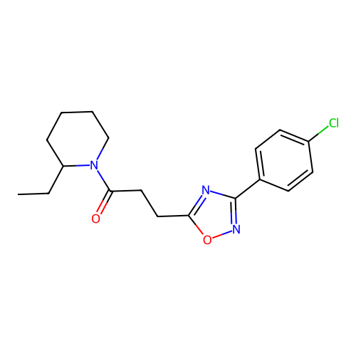 3-[3-(4-chlorophenyl)-1,2,4-oxadiazol-5-yl]-1-(2-ethylpiperidin-1-yl)propan-1-one structure