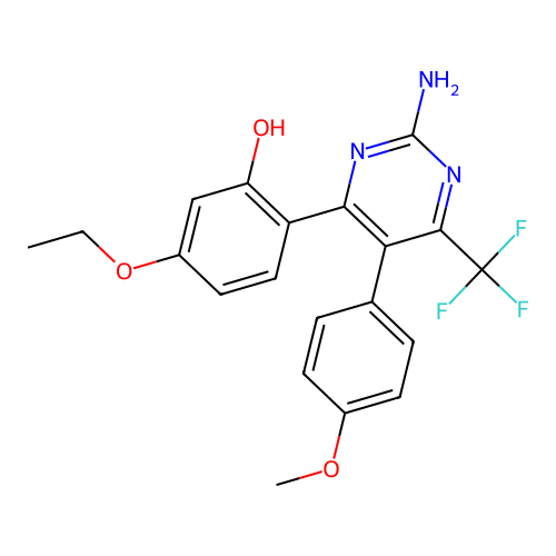 2-[2-Amino-5-(4-methoxyphenyl)-6-(trifluoromethyl)pyrimidin-4-yl]-5-ethoxyphenol structure