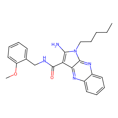 2-amino-N-(2-methoxybenzyl)-1-pentyl-1H-pyrrolo[2,3-b]quinoxaline-3-carboxamide structure