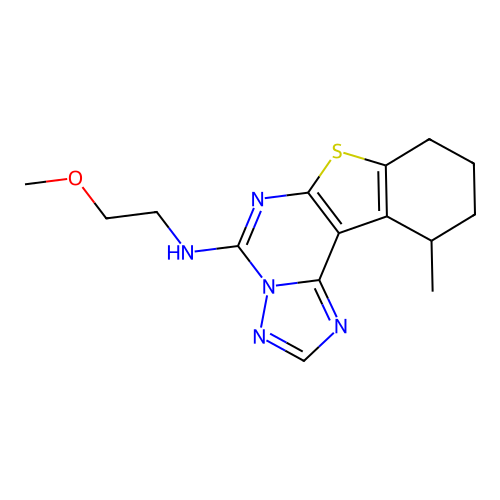 N-(2-methoxyethyl)-11-methyl-8,9,10,11-tetrahydro[1]benzothieno[3,2-e][1,2,4]triazolo[1,5-c]pyrimidin-5-amine structure