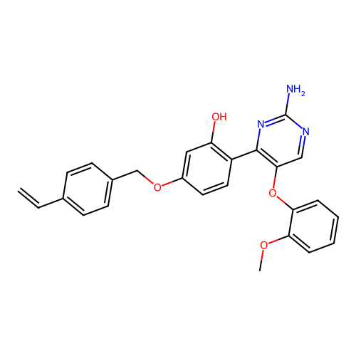 2-(2-Amino-5-(2-methoxyphenoxy)pyrimidin-4-yl)-5-((4-vinylbenzyl)oxy)phenol structure
