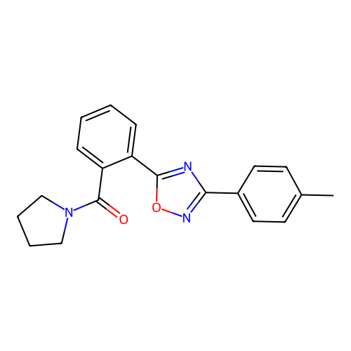 [2-[3-(4-Methylphenyl)-1,2,4-oxadiazol-5-yl]phenyl]-(1-pyrrolidinyl)methanone structure
